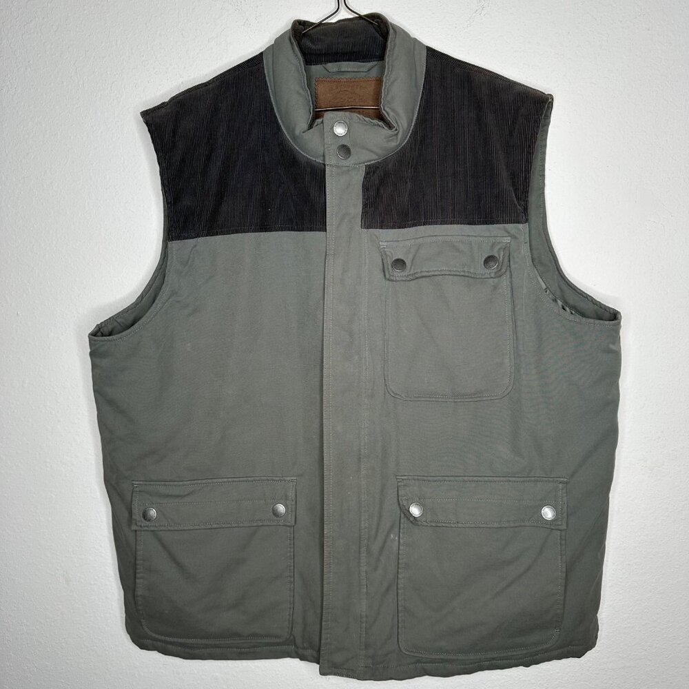 Bob Timberlake Down Vest Jacket Mens Green Outdoor Quilted Sz XL hunting fishing